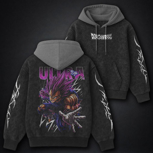 Dragon Ball Lightweight Black and Grey Washed Hoodie