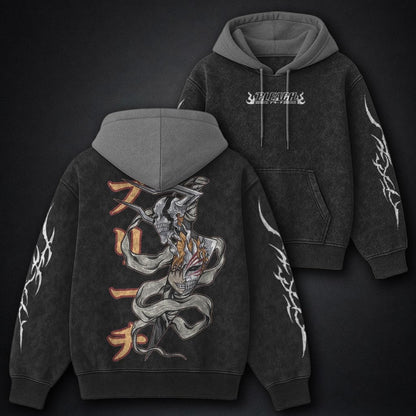 Bleach Minimal Black and Grey Washed Hoodie