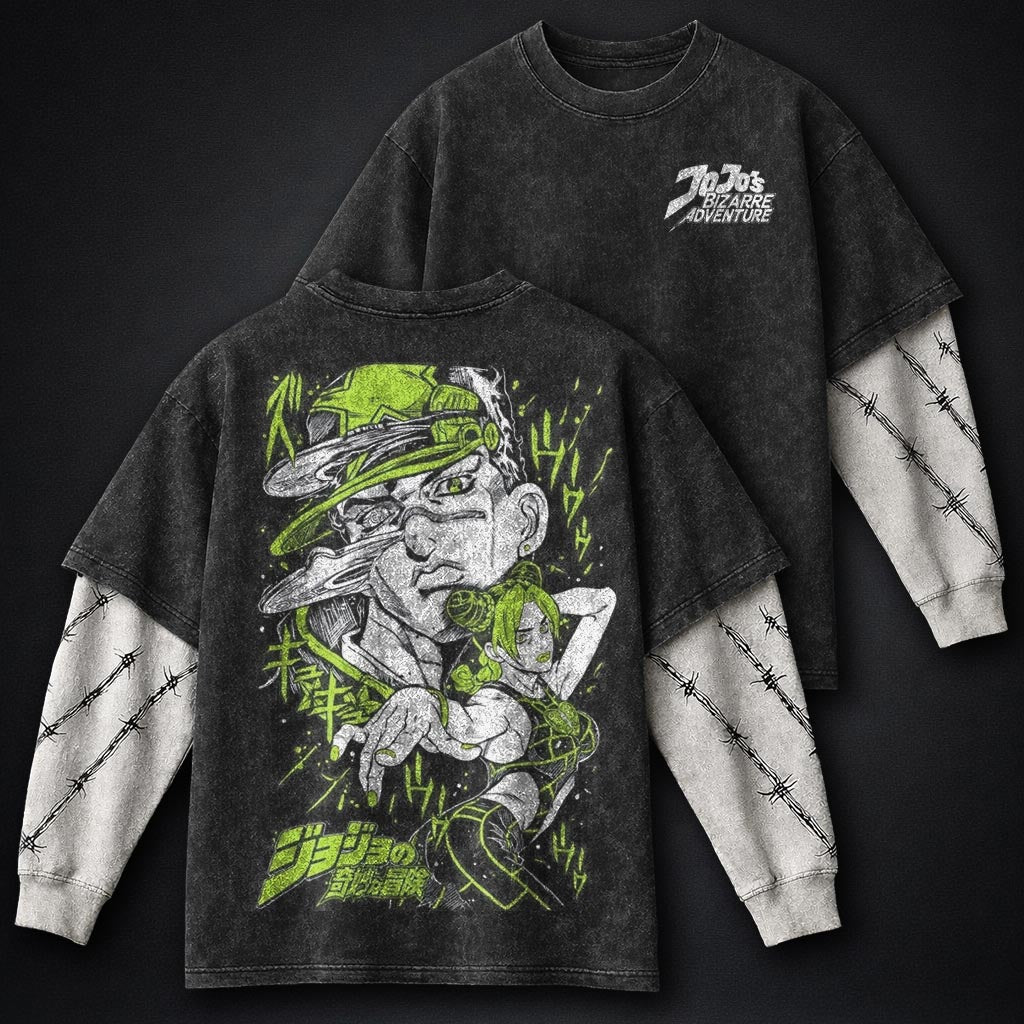 JoJo Statement Washed Double Sleeves T-Shirt