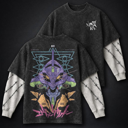 Neon Genesis Evangelion Signature Washed Double Sleeves T-Shirt