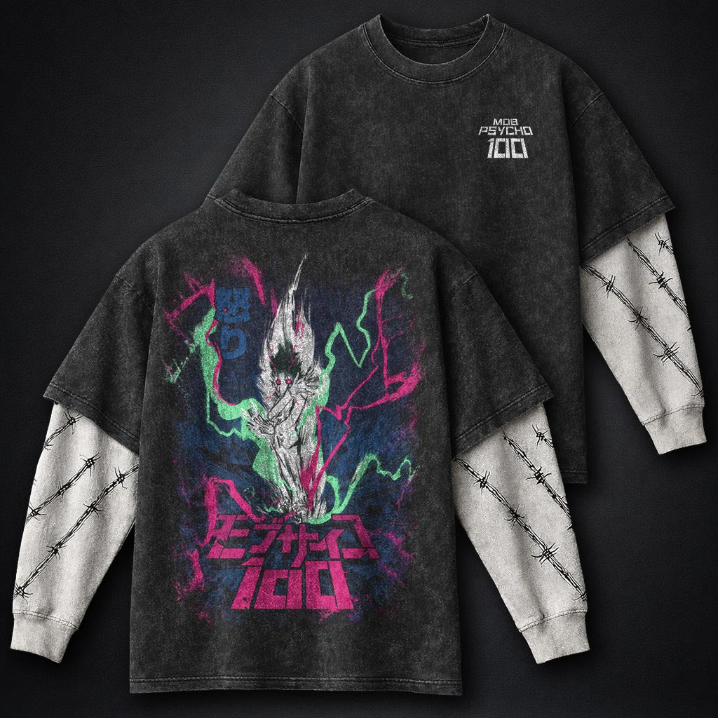 Mob Psycho 100 Lightweight Washed Double Sleeves T-Shirt