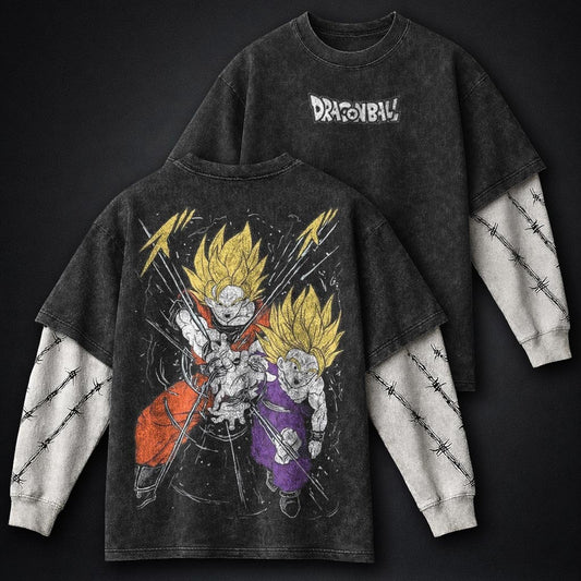 Dragon Ball Lightweight Washed Double Sleeves T-Shirt