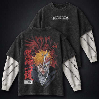 Bleach Heavyweight Washed Double Sleeves T-Shirt