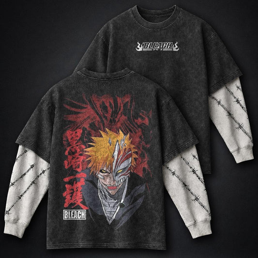 Bleach Heavyweight Washed Double Sleeves T-Shirt