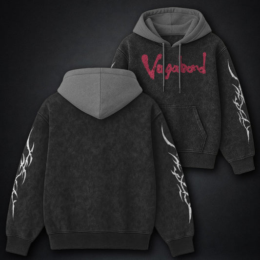 Vagabond Streetwear Black and Grey Washed Hoodie