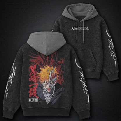 Bleach Signature Black and Grey Washed Hoodie
