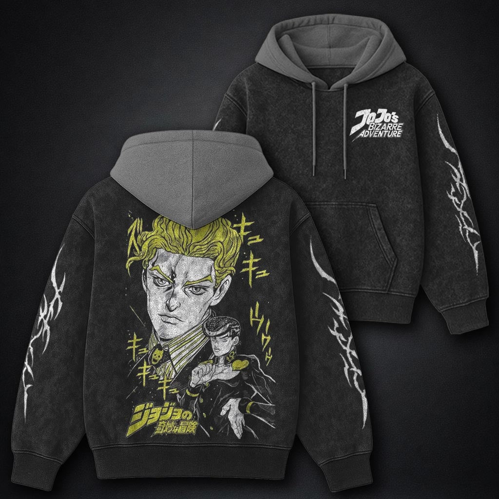 JoJo Relaxed Black and Grey Washed Hoodie