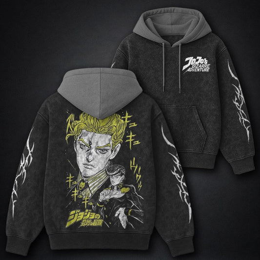 JoJo Relaxed Black and Grey Washed Hoodie