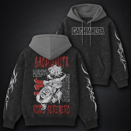 Gachiakuta Urban Black and Grey Washed Hoodie