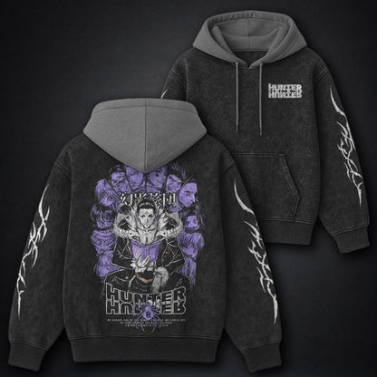 Hunter x Hunter Luxe Black and Grey Washed Hoodie