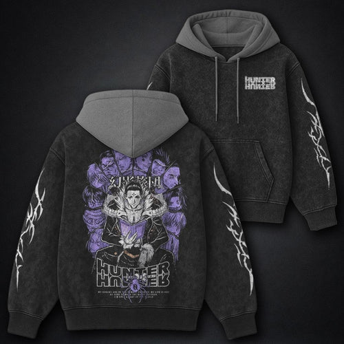 Hunter x Hunter Luxe Black and Grey Washed Hoodie