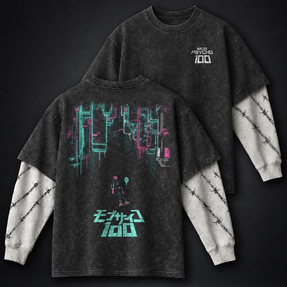 Mob Psycho 100 Essential Washed Double Sleeves T-Shirt