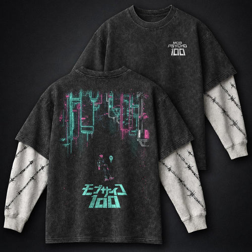 Mob Psycho 100 Essential Washed Double Sleeves T-Shirt