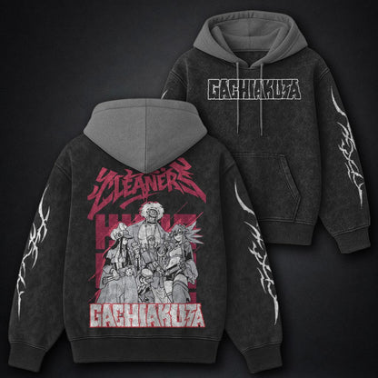 Gachiakuta Luxe Black and Grey Washed Hoodie
