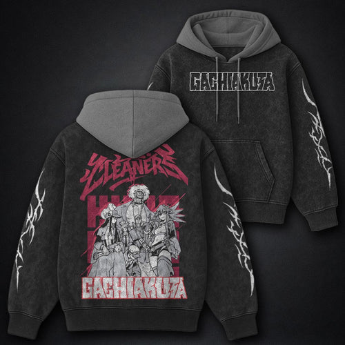 Gachiakuta Luxe Black and Grey Washed Hoodie