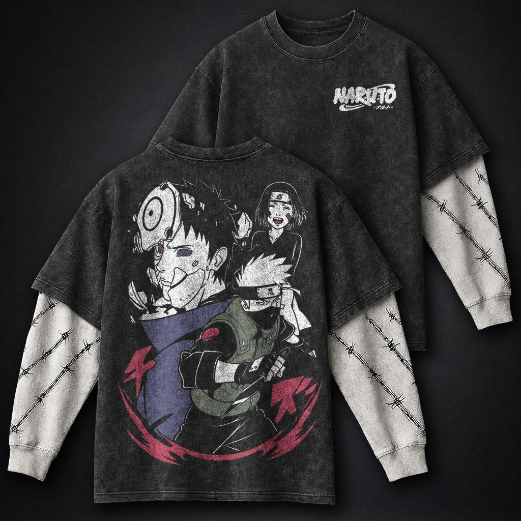 Naruto Cozy Washed Double Sleeves T-Shirt