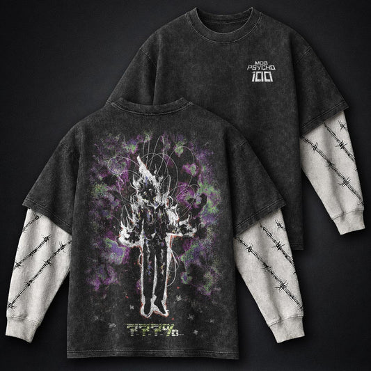 Mob Psycho 100 Luxe Washed Double Sleeves T-Shirt