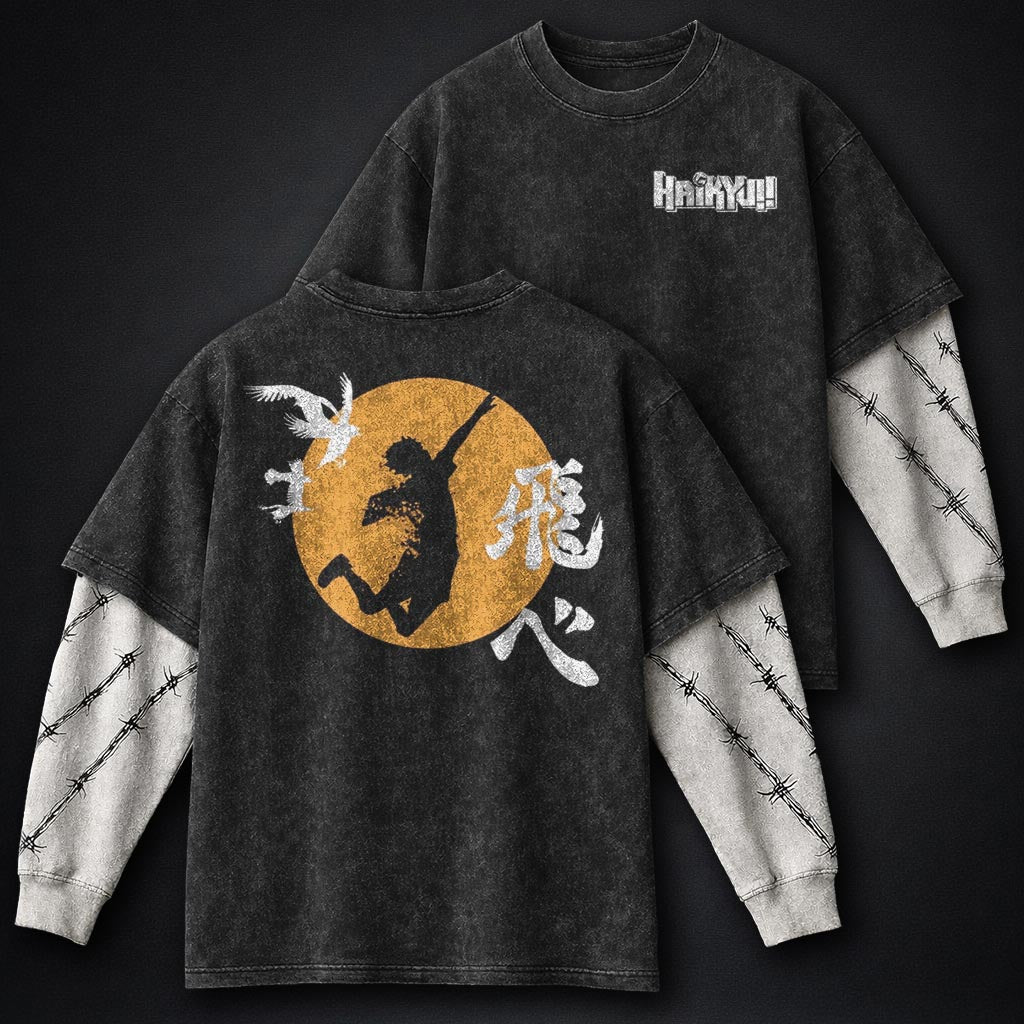 Haikyuu Premium Washed Double Sleeves T-Shirt