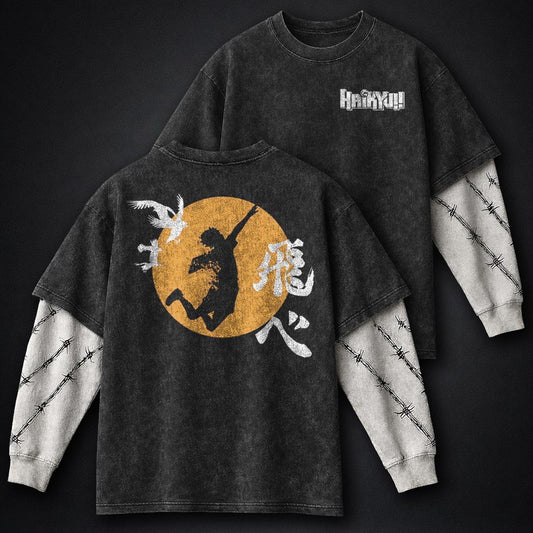 Haikyuu Premium Washed Double Sleeves T-Shirt
