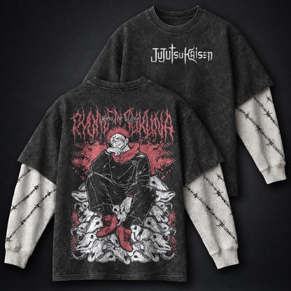 Jujutsu Kaisen Casual Washed Double Sleeves T-Shirt