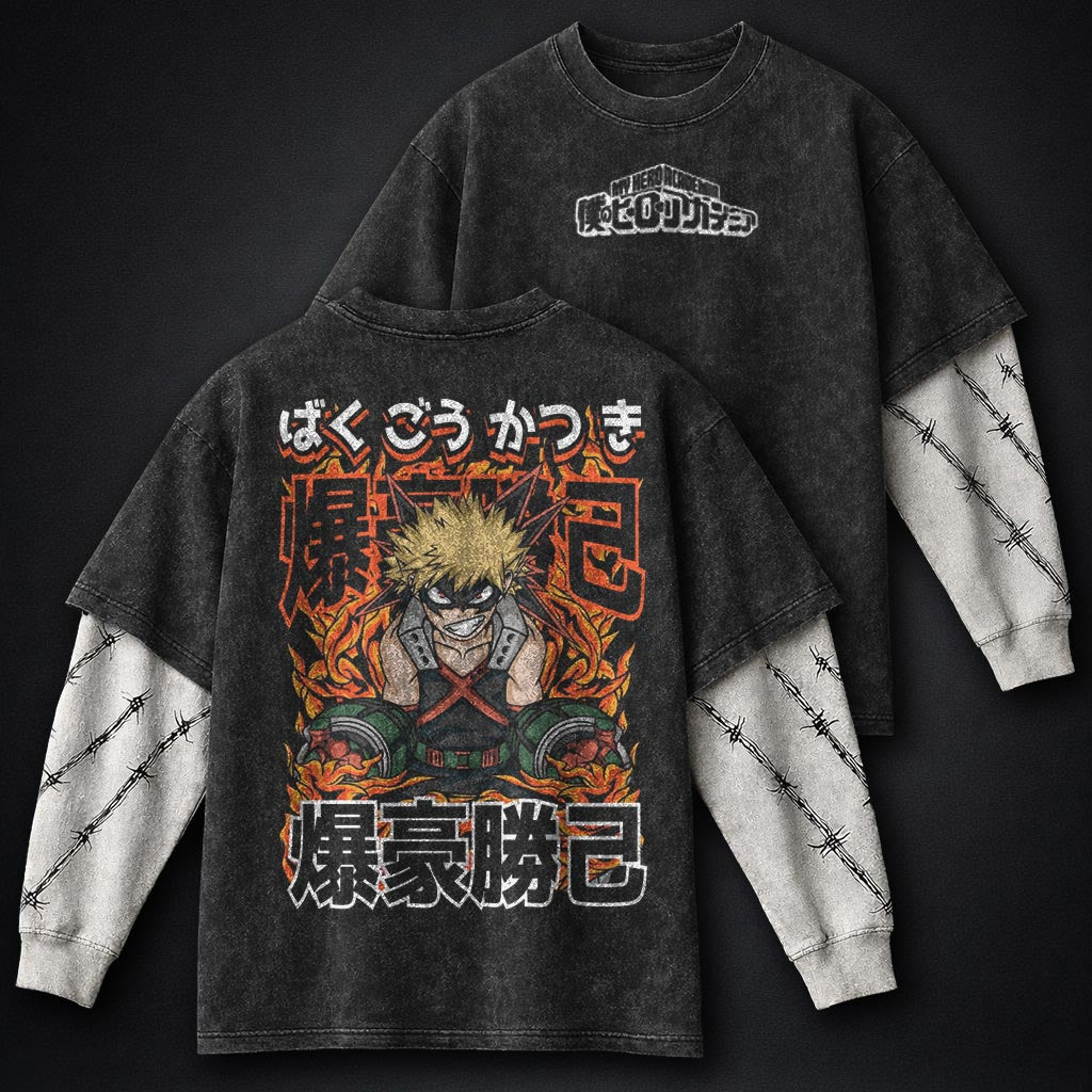 My Hero Academia Bold Washed Double Sleeves T-Shirt