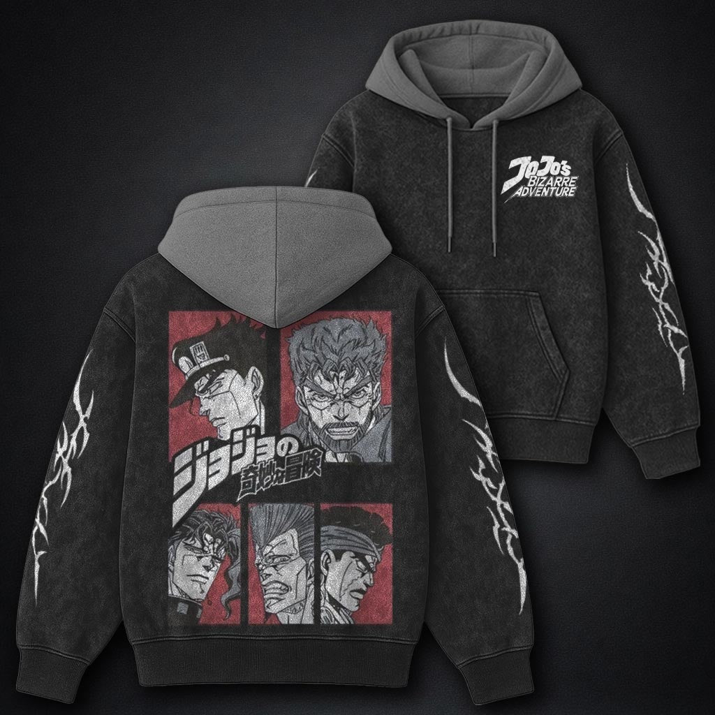 JoJo Lightweight Black and Grey Washed Hoodie