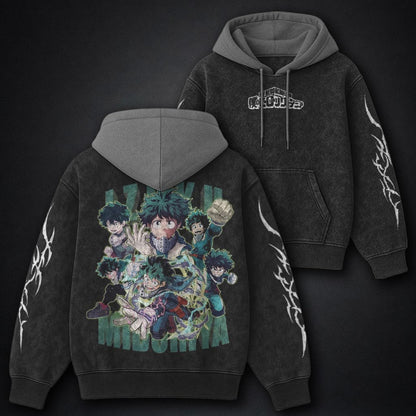 My Hero Academia Timeless Black and Grey Washed Hoodie