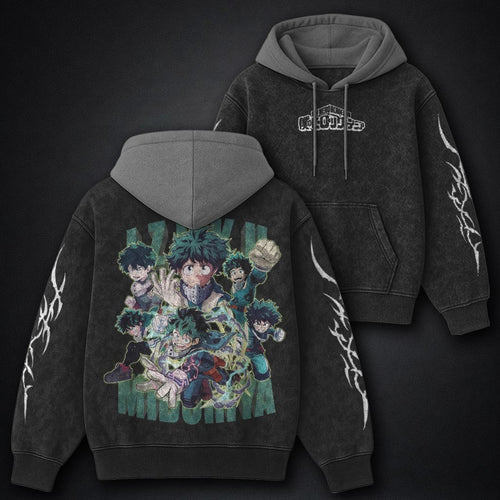 My Hero Academia Timeless Black and Grey Washed Hoodie