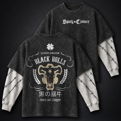 Black Clover Relaxed Washed Double Sleeves T-Shirt