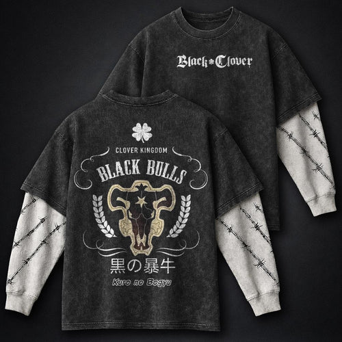 Black Clover Relaxed Washed Double Sleeves T-Shirt