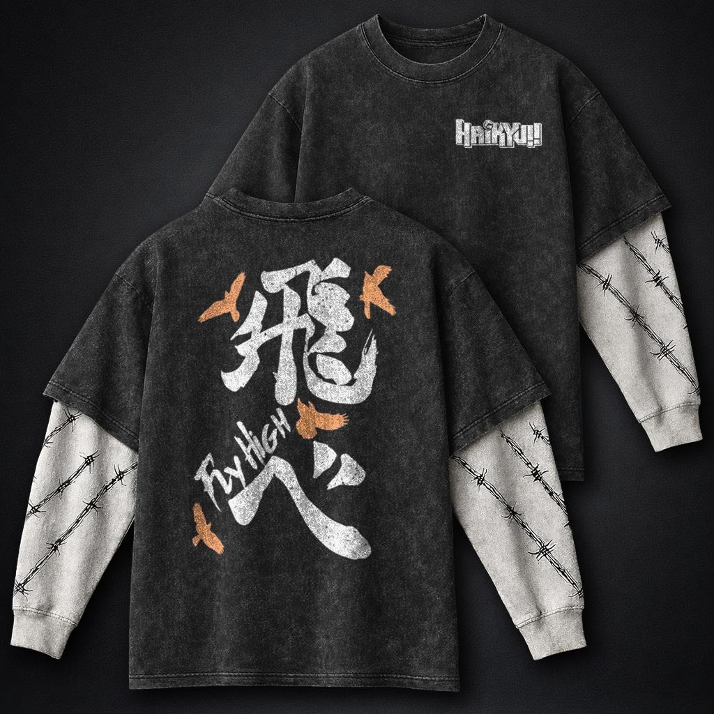 Haikyuu Cozy Washed Double Sleeves T-Shirt