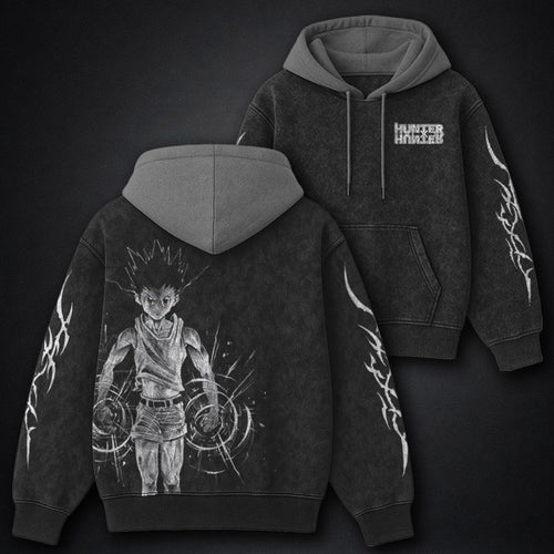 Hunter x Hunter Everyday Black and Grey Washed Hoodie