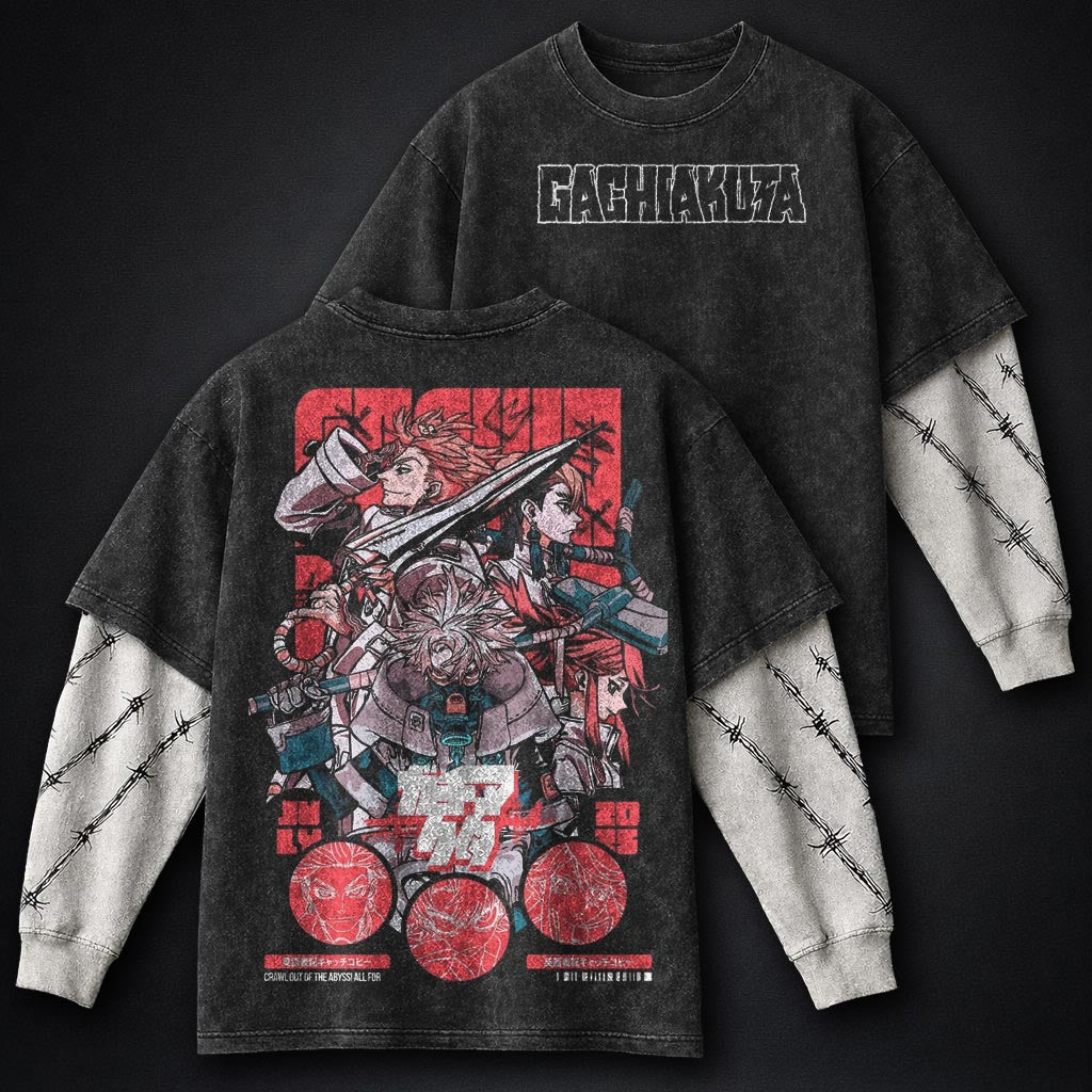 Gachiakuta Graphic Washed Double Sleeves T-Shirt
