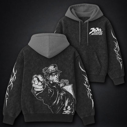 JoJo Classic Black and Grey Washed Hoodie