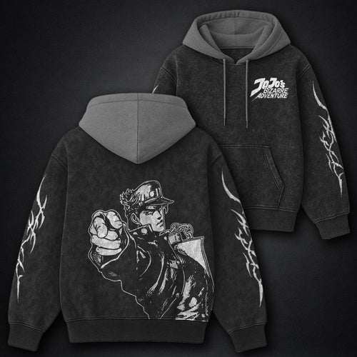 JoJo Classic Black and Grey Washed Hoodie