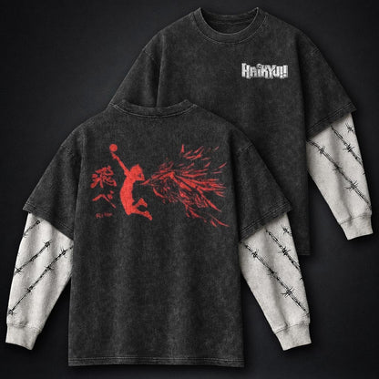 Haikyuu Minimal Washed Double Sleeves T-Shirt