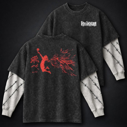 Haikyuu Minimal Washed Double Sleeves T-Shirt