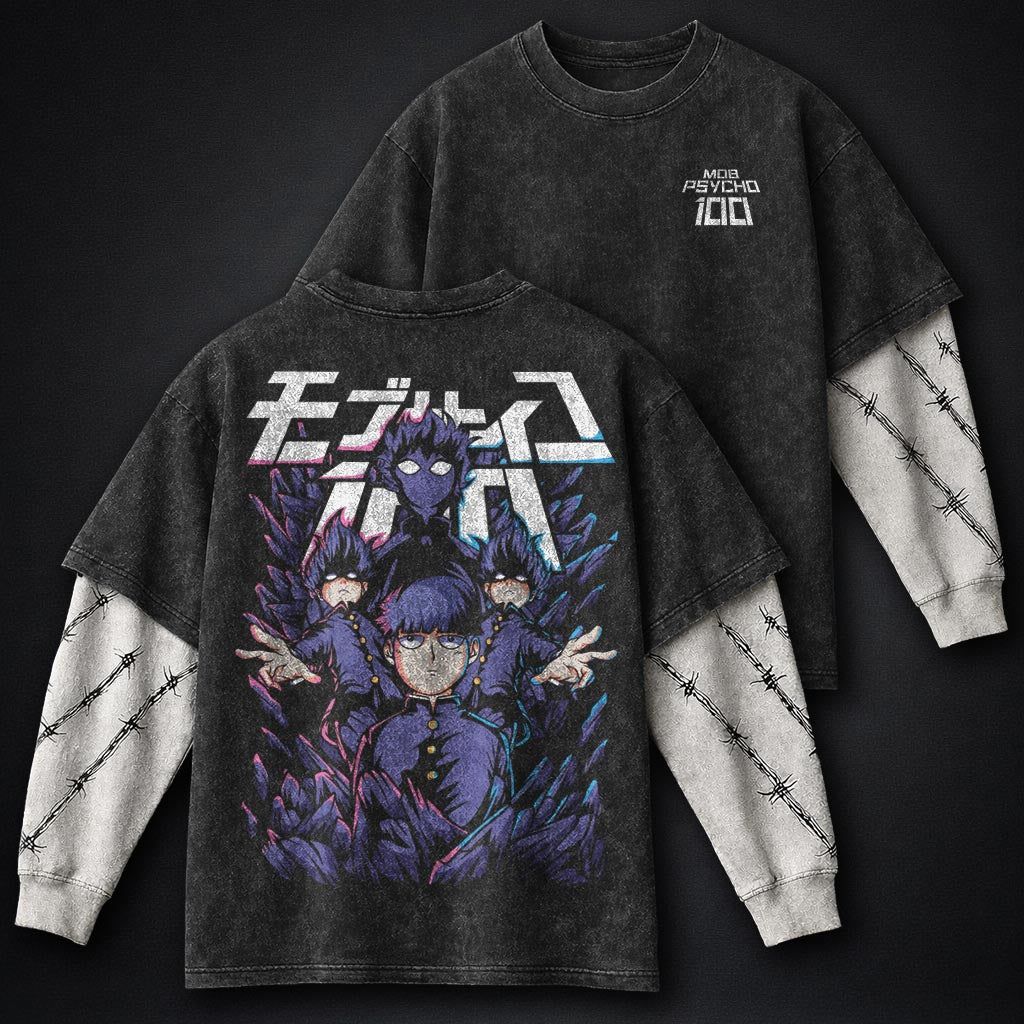 Mob Psycho 100 Cozy Washed Double Sleeves T-Shirt