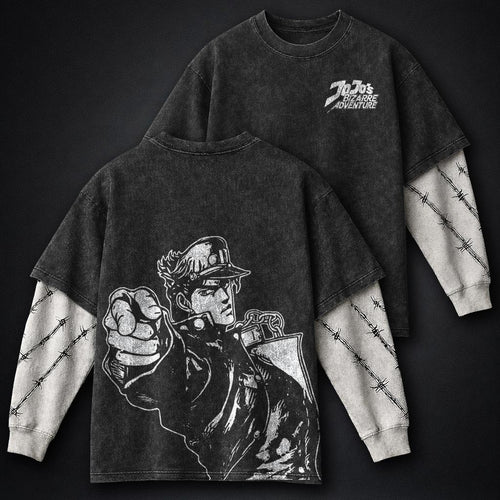 JoJo Vintage Washed Double Sleeves T-Shirt