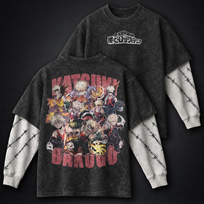 My Hero Academia Heavyweight Washed Double Sleeves T-Shirt