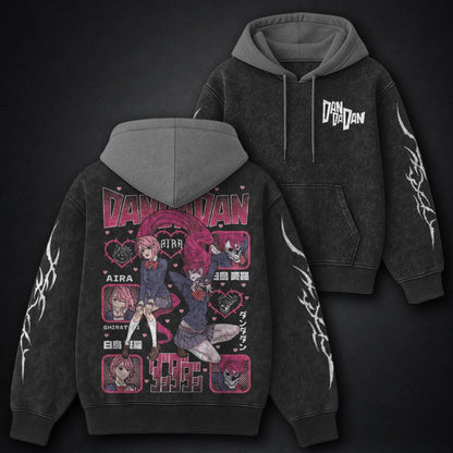 Dandadan Everyday Black and Grey Washed Hoodie