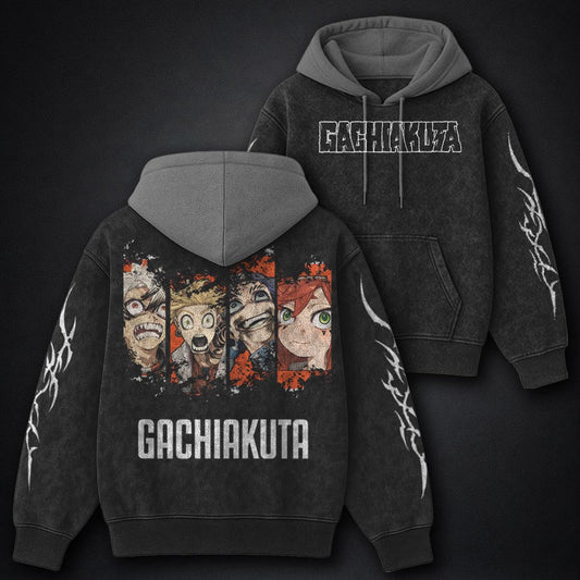 Gachiakuta Classic Black and Grey Washed Hoodie