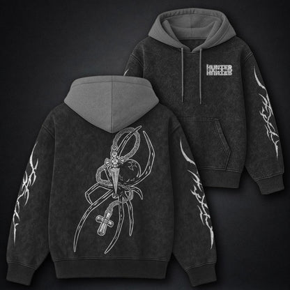 Hunter x Hunter Classic Black and Grey Washed Hoodie