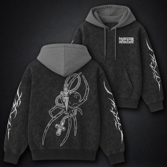Hunter x Hunter Classic Black and Grey Washed Hoodie