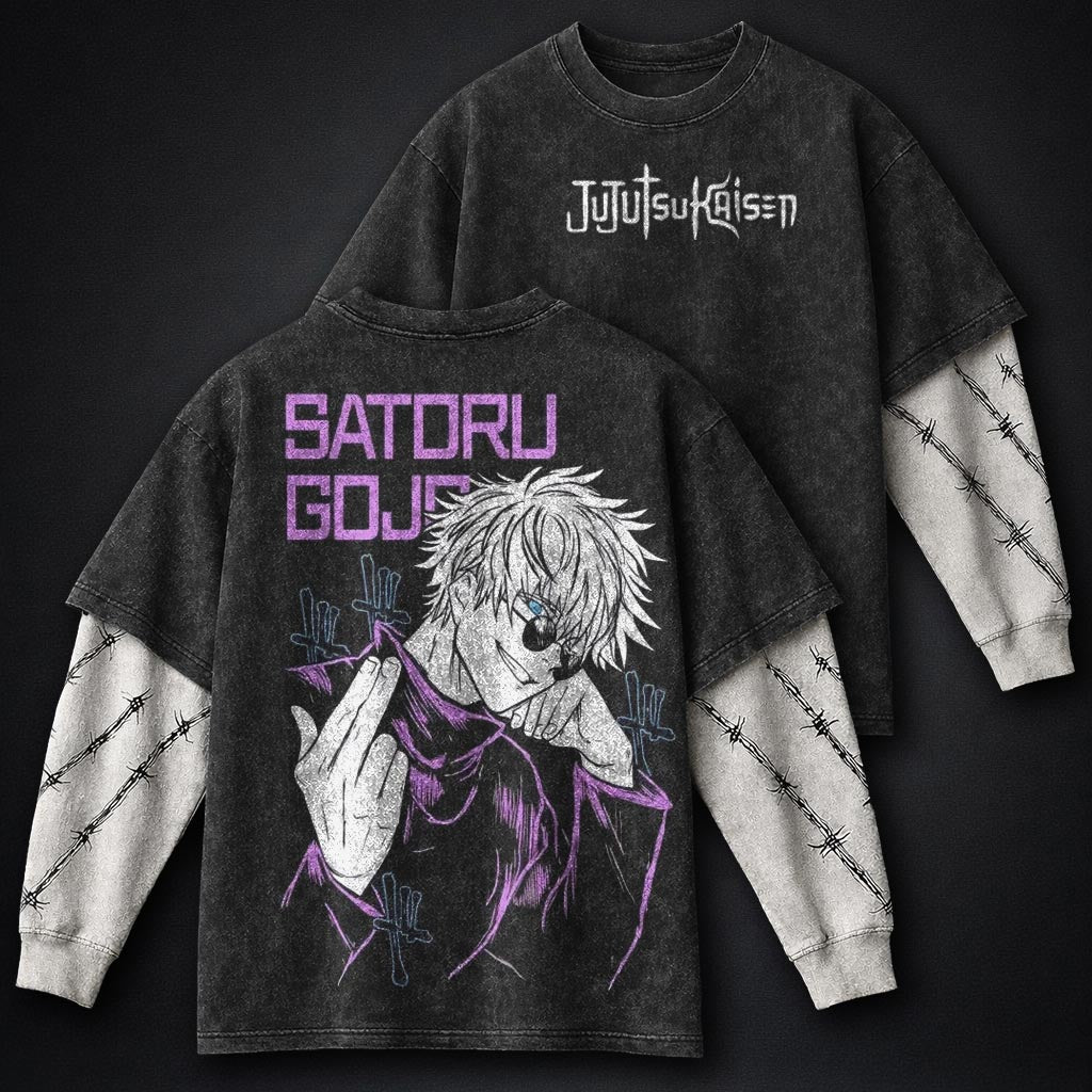 Jujutsu Kaisen Washed Washed Double Sleeves T-Shirt