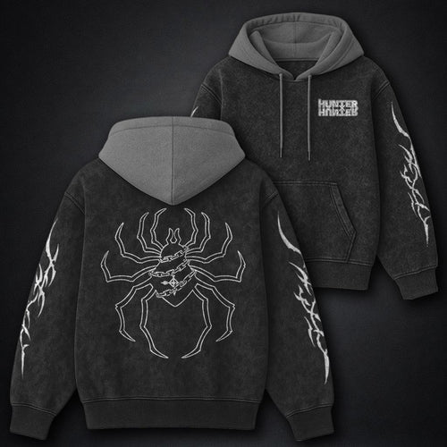 Hunter x Hunter Clean Black and Grey Washed Hoodie