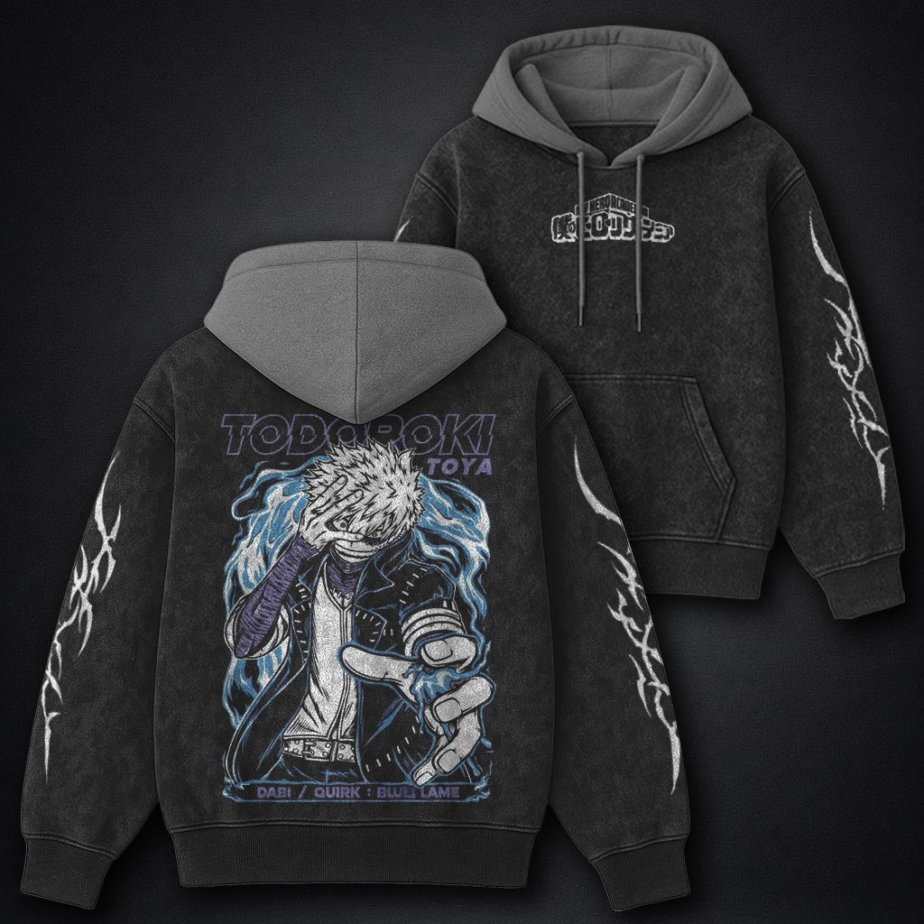 My Hero Academia Soft Black and Grey Washed Hoodie