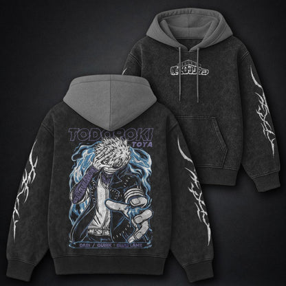 My Hero Academia Soft Black and Grey Washed Hoodie