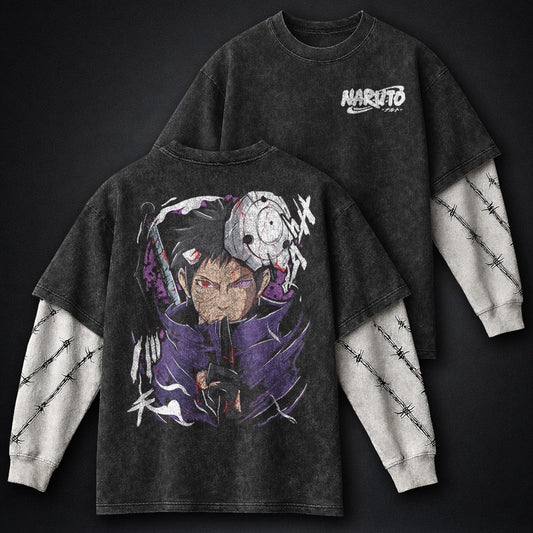 Naruto Graphic Washed Double Sleeves T-Shirt