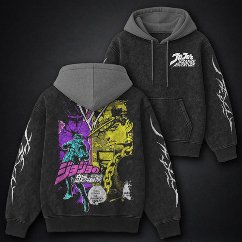 JoJo Luxe Black and Grey Washed Hoodie